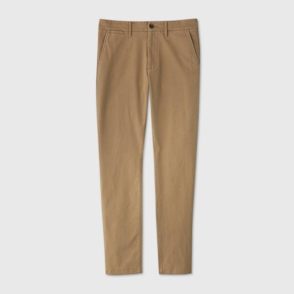 New! Men's Goodfellow Skinny Chino Pants Dark Khaki, Length 30 - Picture 1 of 12